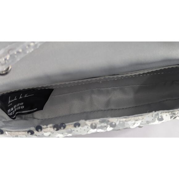 Silver Sequin Shoulder Bag Clutch Purse - Picture 11 of 12